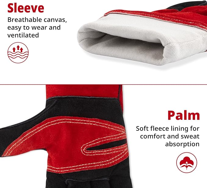 vclpower Animal Handling Gloves Size L Fit for Men & Large Hands Bite Proof Double Leather Reinforced Padding Dog, Cat Scratch, Bird Handling Falconry Gloves Grabbing Reptile Squirrel Snake Bite 16in