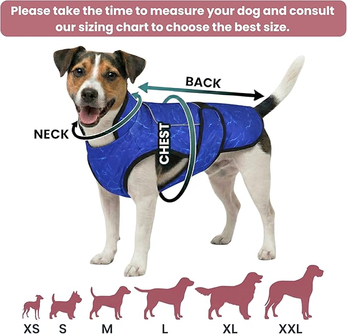 Dog Cooling Vest with Ice Pack – 2-Layer Evaporative Cooling Jacket with High Collar, UV Protection & Size-Matched Ice Pack – Cooling Vest for Dogs for Hot Weather (Blue Aqua, XX-Large)