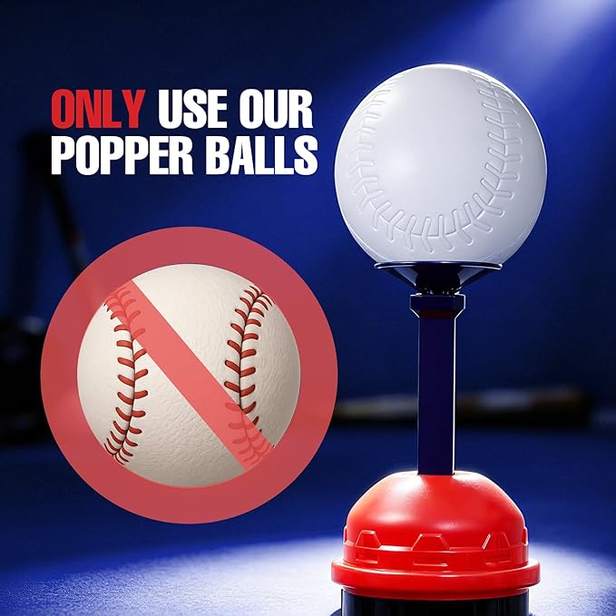 RedSwing Baseball Tee Popper – Pop-Up Baseball Trainer for Beginners, Self-Pitching Hitting Tee with Bat & 3 Balls, Portable Automatic Ball Launcher for Backyard Batting Practice