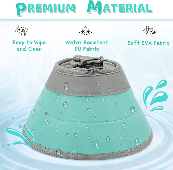 Cat Cone Collar Soft to Stop Licking, Adjustable, Foldable Lightweight Kitten Cones After Surgery Recovery for Cats & Kittens, Cat Cone Alternative, Easy Eating (Solid Green, M)