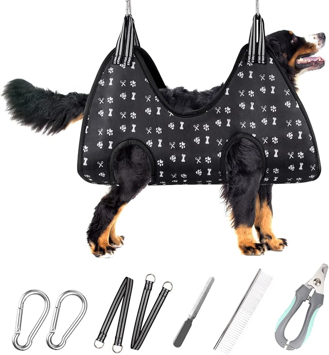 Ateson Pet Dog Grooming Hammock Harness for Nail Trimming (XXL 120lb), Dog Sling for Easy Clipping with Nail Clippers and File