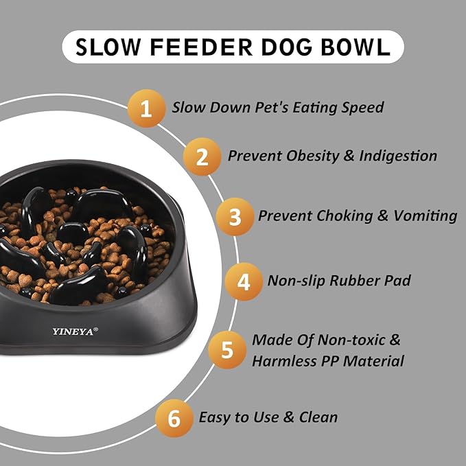 YINEYA Slow Feeder Dog Bowls, Pet Supplies that Slow Down Eating, Pet Food Bowls, Maze Dog Puzzle Feeder for Medium Breed