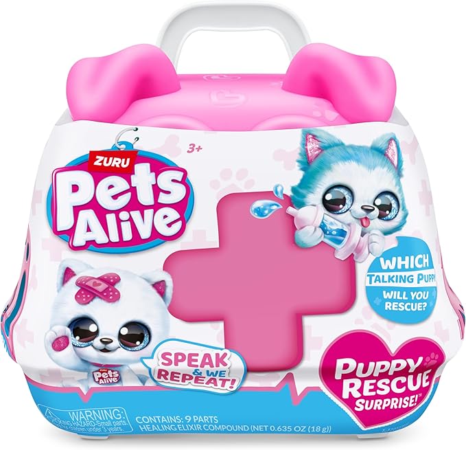 Pets Alive Pet Shop Surprise S3 Puppy Rescue (Yorkshire) by ZURU Surprise Puppy Plush, Ultra Soft Plushies, Compound Surprises Inside, Interactive Toy Pets, Electronic Speak and Repeat
