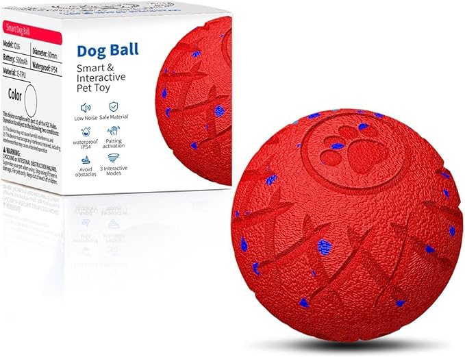 Moving Dog Toy, Interactive, Bouncing and Rotating, Silent Foam Material, IP54 Waterproof Rating, Smart Active Rolling, Stimulation Toys for Medium and to Keep Them Busy (Pink)
