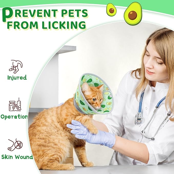 Cat Cone Collar Soft to Stop Licking, Adjustable, Foldable Lightweight Kitten Cones After Surgery Recovery for Cats & Kittens, Cat Cone Alternative, Easy Eating (Avocado Green, S)