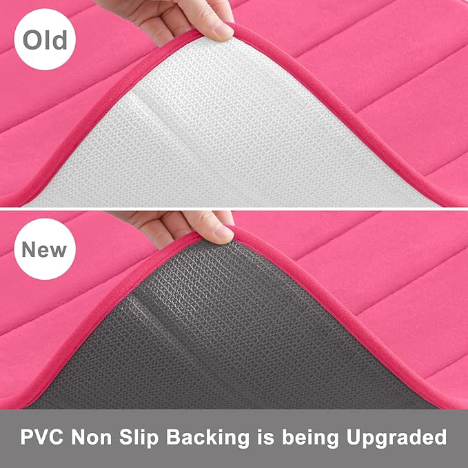 Buganda Memory Foam Bath Mat, 70" x 24", Ultra Soft and Non-Slip Bathroom Rugs, Water Absorbent and Machine Washable Bath Rug Runner for Bathroom, Shower, and Tub, Deep Pink