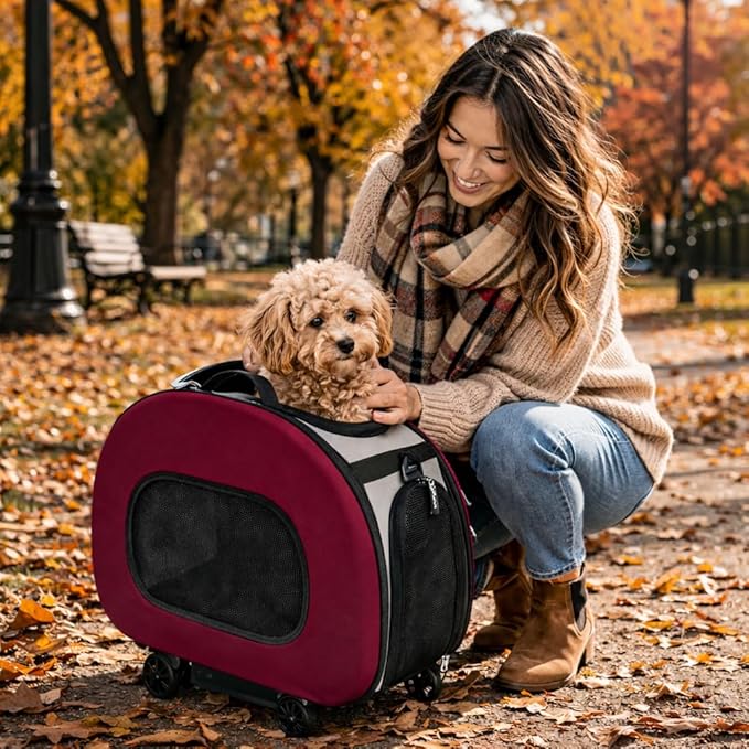 Pet Life ® 'Final Destination' Military-Grade Hardshell and Light 2-in-1 Wheeled or Carrying Travel Airline Cat and Dog Carrier Crate or Portable Pet Kennel