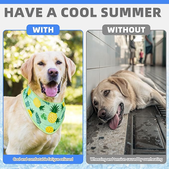 KOOLTAIL Dog Cooling Bandana, 2 Pack Cute Instant Cooling Vest Pet Ice Scarf Adjustable, Summer Outdoor Ice Neck Cooler Towel Neck Wraps, Pet Chill Out Scarf Cooler Prevent Sunstroke in Hot Summer
