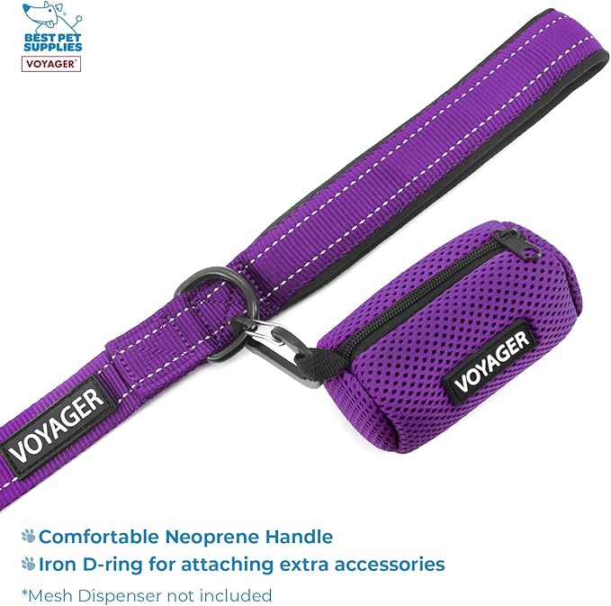 Best Pet Supplies Voyager Step-in Lock Pet Harness w Reflective Pet Leash Combo Set with Neoprene Handle 5ft - Supports Small, Medium and Large Breed Puppies/Cats - Purple Set, XXXS