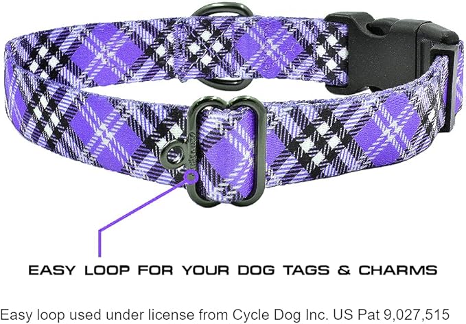 Max and Neo Plaid Pattern NEO Dog Collar - We Donate a Collar to a Dog Rescue for Every Collar Sold (Purple, Small)