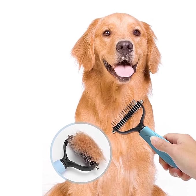 Dog Grooming Rakes, Deshedding Dog Brush, Undercoat Rake For Dogs, Fur Hair Knot Cutter Rake Brush For Shedding Grooming Tool for Detangling and Dematting (S-pink)