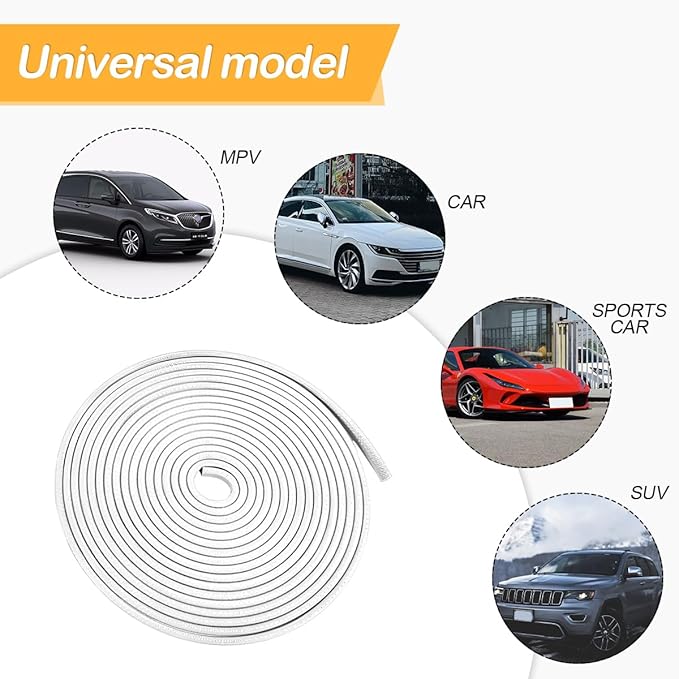 Osilly Car Door Edge Guards, 16Ft Rubber Seal Car Door Edge Trim, U Shape Door Edge Protector Guard, Aluminum Weather Proofing Automotive Door Edge Molding Protection for Most Car (White)