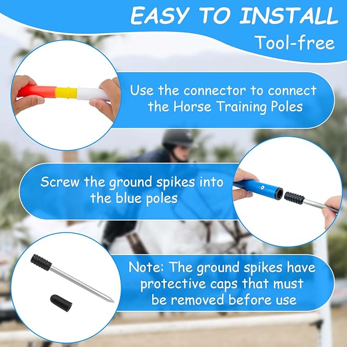 6 Pcs 6FT Pole Bending Poles for Horses | Horse Training Equipment with Round Base | Adjustable Gear for Horse Agility, Equestrian Sports, Soccer Drills, Football Practice & Dog Obstacle Courses