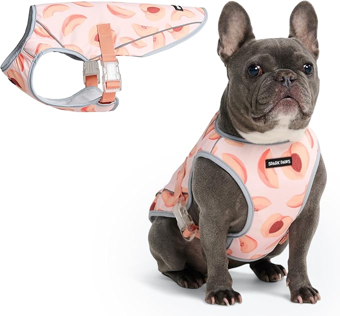 Spark Paws Dog Cooling Vest - SPF 50 UV Sun Protection - Summer Heat Relief Gear for Dogs, Lightweight, Evaporative Cooling - Dog Anxiety Relief Vest During Hot Days - Peaches - Size L