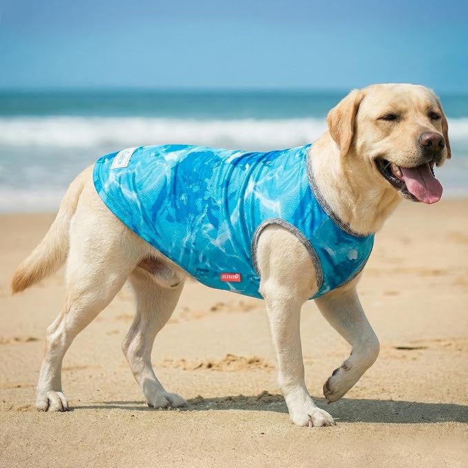 KYEESE 2Pack Dog Cooling Shirt, Breathable Dog Shirt for Large Dogs, Sun Protection Dogs Cooling Vest Tank Top, Lightweight Soft Sleeveless Summer Pet Clothes, Polar Bear+Ice, 3XL