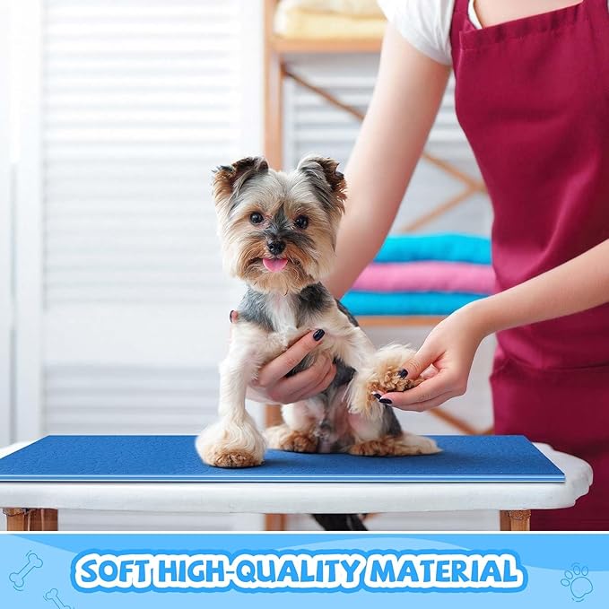 Nuanchu Extra Thick Grooming Table Mat Pad 36 x 24 x 0.24 Inches, Non-Slip PVC and Foam Pet Bathing Table Padded Mat for Grooming Pet Dogs Cat at Home(Blue)