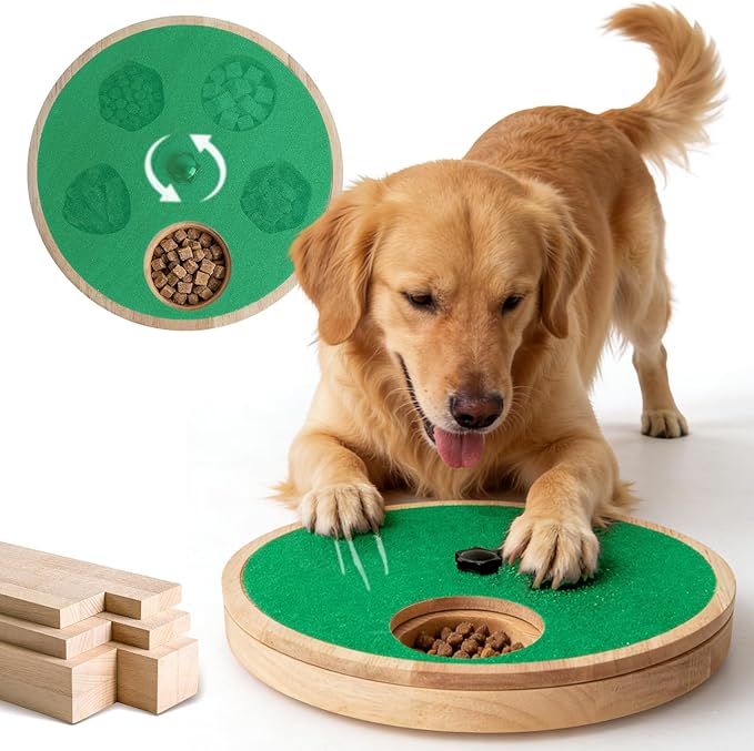 Zenflux Dog Nail Scratch Board with Treat Box, Dog Scratch Pad for Nails, Adjustable Interactive Dog Nail File Toy for Stress-Free Grooming, Treat Puzzle Scratch Board for Dogs, Green