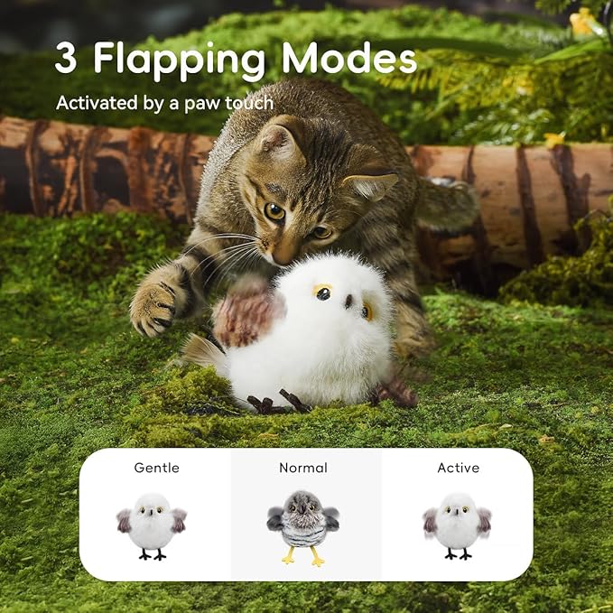 Interactive Cat Toys for Indoor Cats – Flying Bird Cat Toy, Flapping Bird Cat Toy with Chirping Sound,Interactive Flappy Bird Cat Toys,Rechargeable Touch Activated Flying Bird Cat Toys For Indoor Cats