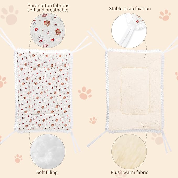 Reversible Silent Cat Bed Self Warming Pet Pad Thin Style Mat Washable Cushion Pad, Pad for Window Perch Outdoor Cat Houses, for Cats, Small Dogs, Rabbits, Non Electric,(Red Puppy,S)