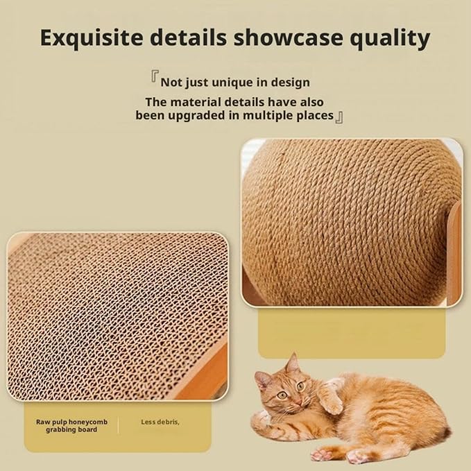 Cat Scratching Ball on Stand, Interactive Cat Scratcher with 360° Rotating Sisal Ball, Cat Scratching Post with Arch Bridge Balls, Cat Scratcher Board for Indoor,Protects Furniture & Rugs (1pcs)