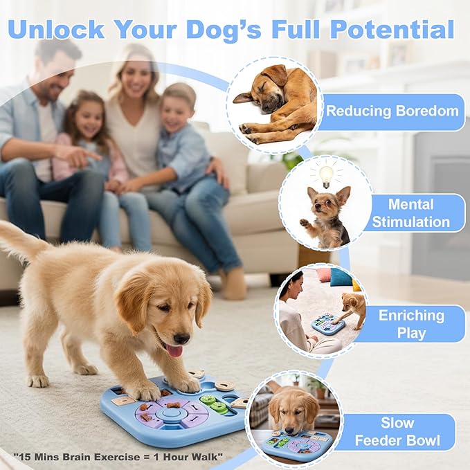 Dog Puzzle Toys for Small & Medium Dogs, Treat Puzzle Feeder Toys for Dog Mental Stimulation, Interactive Cognitive Dog Toys，Advanced Levels Treat Feeder Dispensers for IQ Training to Keep Them Busy