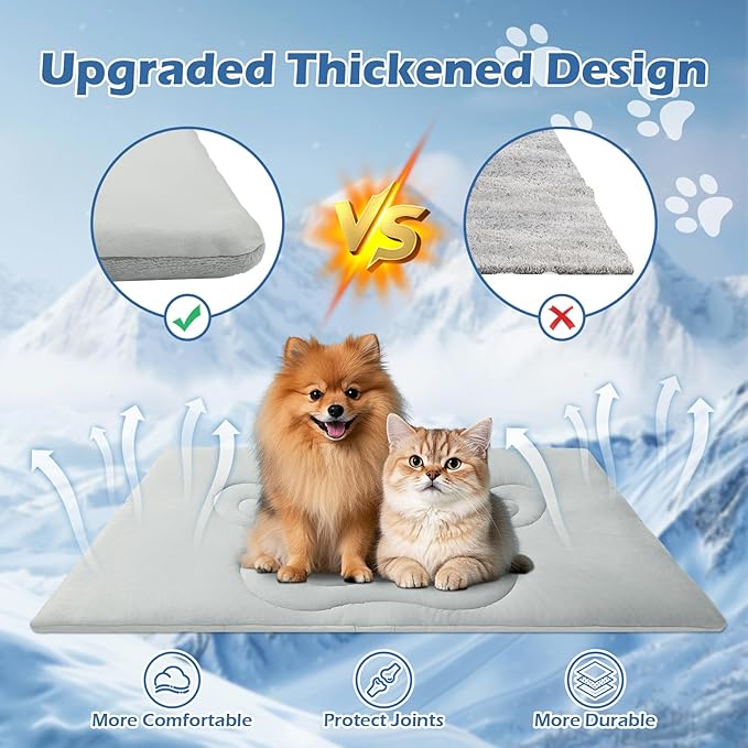 EXPAWLORER Reversible Dog Cooling Mat Large (Cool & Warm) 48”x28” Pet Cooling Mat in Summer & Plush Warm Blanket in Winter,Foldable Thick Bed Pad for Kennel Sofa Floor Crate Car Seat