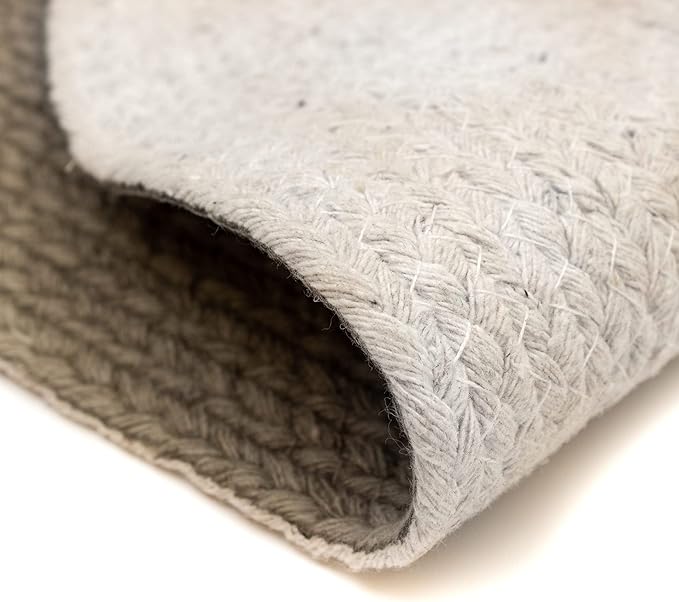 Decorative Dog Feeding Mat/Rug for Bowl Natural Cotton Easy Clean Bark Oval 15" x 23" Gray