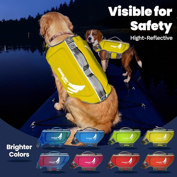 VIVAGLORY High Buoyancy Dog Life Vest, Swimming Vest with Handle, Dog Life Jacket for Swimming & Boating, Buoyancy for Puppy Doggy, XS, Yellow