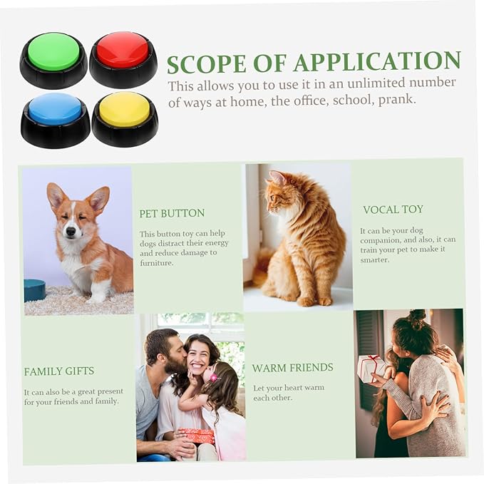 HANABASS 4pcs Dog Training Tool Wear-Resistant Talking Buttons for Dogs Interactive Puppy Toy Random Color