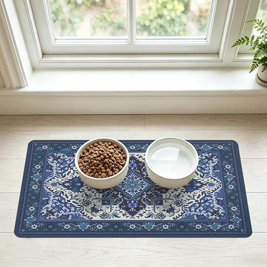 Pet Feeding Mat for Floors Waterproof Dog Mat for Food and Water Absorbent Quick Dry Non Slip mat for Cat Bowls
