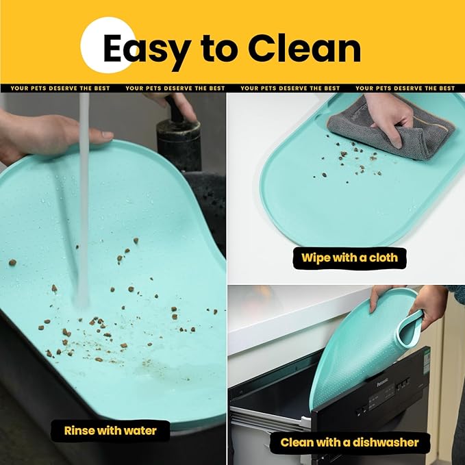 Conlun Silicone Dog Food Mat,1/2 Inch Raised Edges Waterproof Rubber Pet Feeding Mat for Dog and Cat, Anti-Slip Pet Bowl Mat,Dishwasher Safe