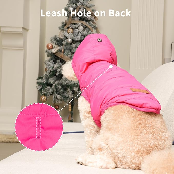 Vecomfy Fleece Lining Extra Warm Dog Hoodie in Winter for Large Dogs Jacket Pet Coats with Hooded Pink XXXL