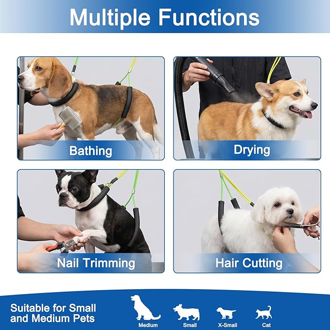 Dog Grooming Arm for Table, 26" - 40" Adjustable Height, Includes Clamp, Hammock, No-Sit Nooses, Home/Salon Use Foldable Pet Grooming Kit for Small and Medium Pets for Nail Trimming & Drying