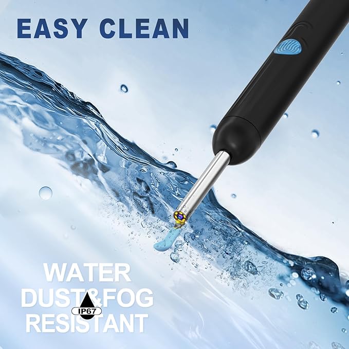 Ear Wax Removal, Ear Cleaner with Camera with 1080P, Ear Wax Removal Tool with 6 LED Light, Ear Wax Removal Kit with 8 Ear Pick, Ear Camera for iPhone, iPad, Android Phones (Black)