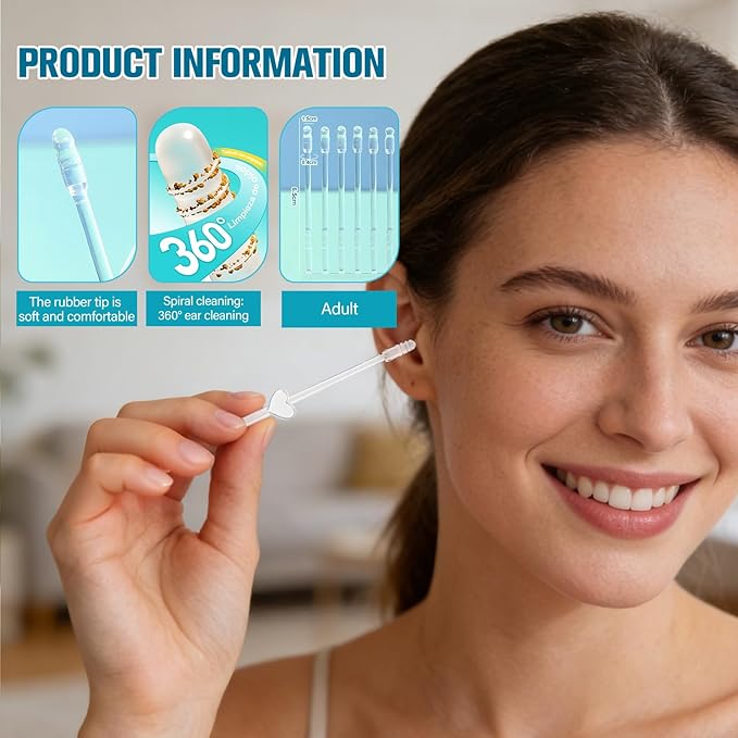 Sticky Ear Cleaning Stick, Reusable Ear Cleaning Tools,Soft Spiral Head Adhesive Ear Pick for Safe Ear Cleaning, Gentle Adhesive Ear Pick for Ear Wax Cleaning for All Ages