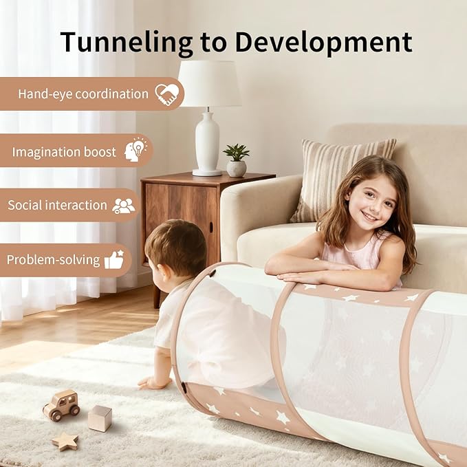 Sumbababy Tunnel Toys for Toddlers: Activity Tunnels for Young Children - Crawl Tunnels for Toddlers and Babies - Pop up Dog Tunnel