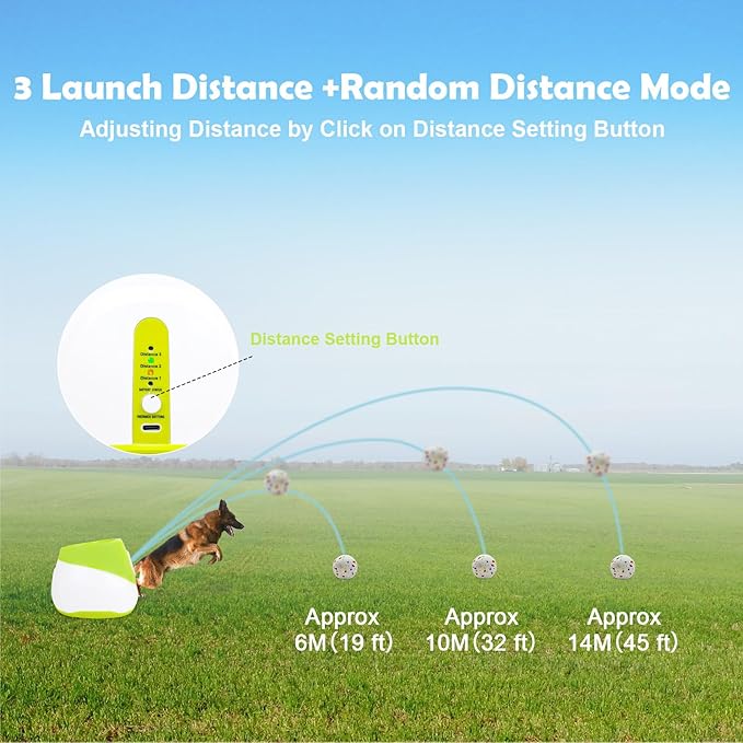 MEKAPLE Automatic Dog Ball Launcher for Samll to Medium Dogs, Upgraded Interactive Toy Balls Thrower, Mental Stimulating Dog Toys with 4 Durable Etpu Balls 2.2 Inch (Light Green)