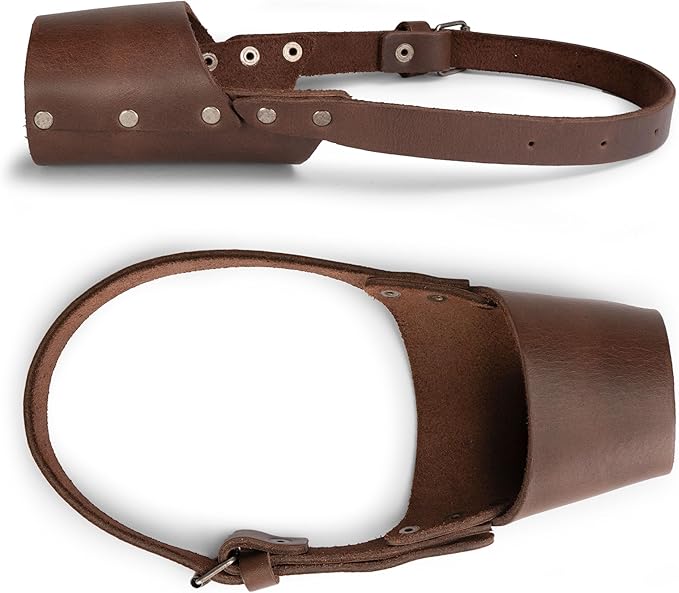 Taco Dog, Leather Dog Muzzle Guard Handmade from Full Grain Leather - Secure Training Cover, Mouth Guard Mask Prevents Biting Chewing (Bourbon Brown, Large)