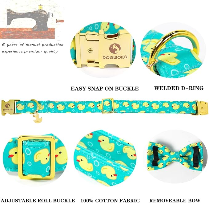 Duck Dog Collar for Boy Dogs, Spring Summer Boy Dog Collar with Bowtie- Adjustable Sailor Bow Large Dog Collars for Male Dogs XL