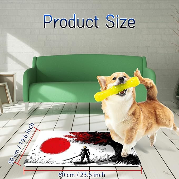 Dog Food Mat, 19.6" x 23.6" Absorbent Pet Feeding Mat for Food and Water, Waterproof Diatom Mud Pet Placemat with Non-Slip Rubber Backing, Easy Clean Cat Bowl Mat for Floors - Maple Leaf Man
