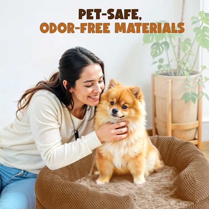 Orthopedic Dog Bed for Extra Large Dogs, XXL 52 Inches Oval Pet Bed with Memory Foam, Removable Washable Cover, Bolstered Sides, Non-Slip Bottom, Designed for Senior Dogs, Camel