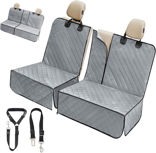 IVY&LANE Dog Car Seat Cover for Back Seat,Conversible 2-in-1 Waterproof Front Seat Cover,Heavy-Duty & Scratchproof Car Seat Protector Cover for SUVs, Trucks and Sedans(Standard,Grey)