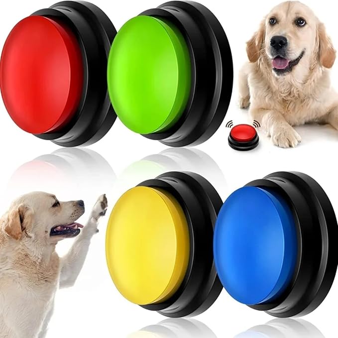 Pet Pressing Sound Toys Recordings Box Pads Dog Communication Buttons Recording Boxs Stickers Dogs Interactive Trainers Supplies (Blue Cushion)