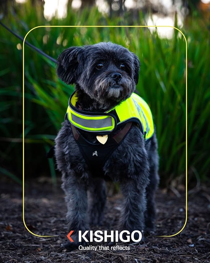 Reflective Dog Safety Vest, Harness and Collar Compatible, Waste Bag Holder, Water Resistant, Adjustable Neck and Chest, Day or Night Walking, High-Visibility Protection (Lime, XL)