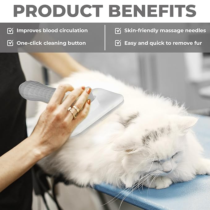 Ultimate Pet Brush - Self-Cleaning Cat & Dog Grooming Tool | Deshedding Brush for Long & Short Hair | Reduces Shedding, Hairballs & Loose Fur | One-Click Hair Removal Comb.