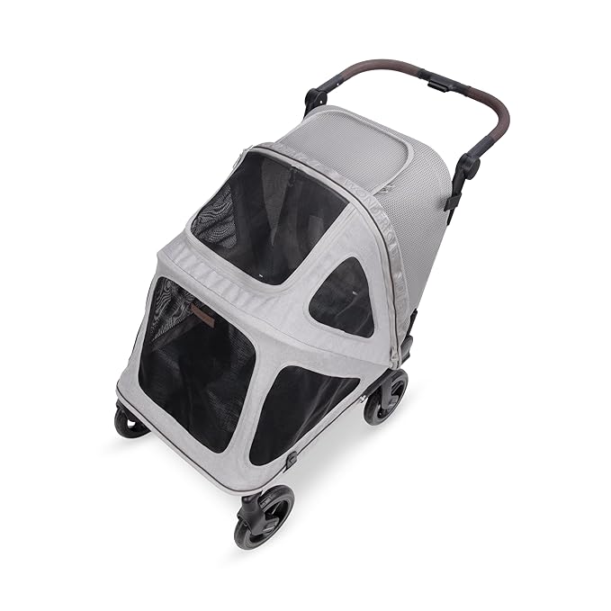 WonderFold PF Luxury FlatFold Pet Stroller Designed for Comfortable Elevated Everyday Walks - Gray, Medium (Up to 66 lbs)