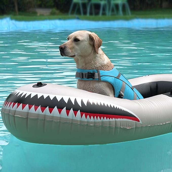 Kuoser Dog Life Jacket with Reflective Stripes, Dog Life Vest for Swimming Boating, Adjustable Pet Lifejackets with High Flotation, Doggie Swimsuit for Small Medium Large Dogs