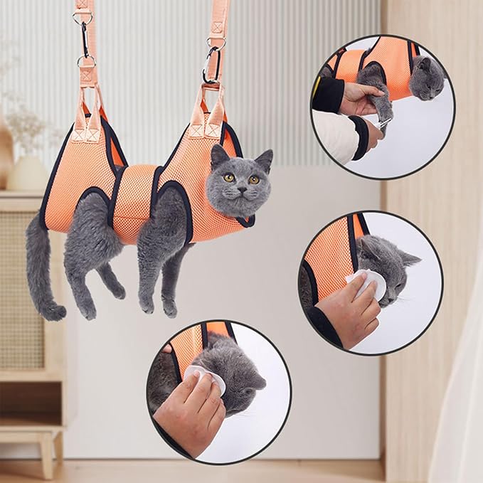 Dog Grooming Hammock – Pet Nail Trimming Sling, Dog Nail Cutting Harness | Ergonomic Support Design, Soft Breathable Fabric, Secure Hanging Hooks, Adjustable Fit for Home Grooming, Veterinary Clinic