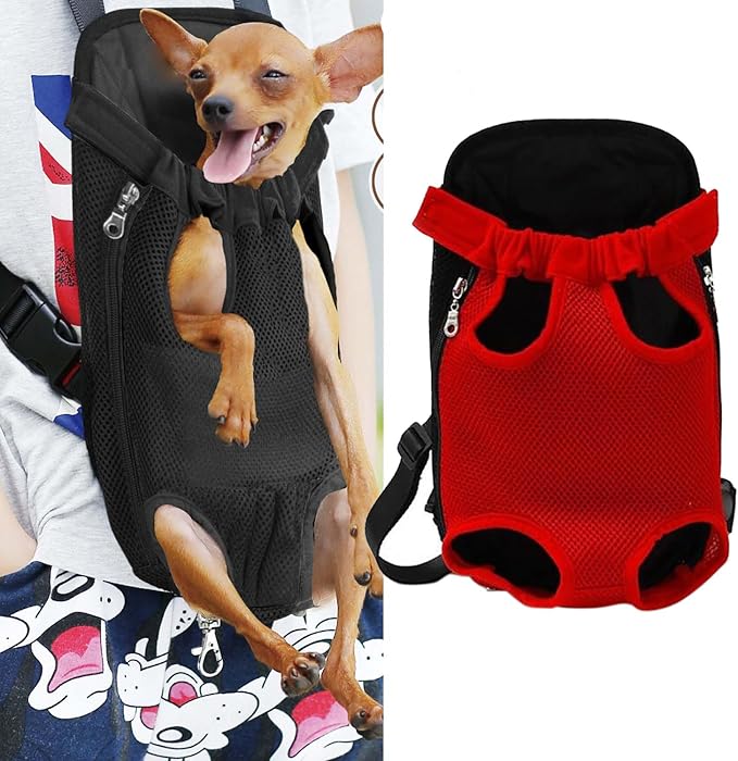 Pet Carrier Backpack, Adjustable Pet Cat Dog Carrier Backpack Travel Bag, Legs Out,Dog Carrier for Hiking Camping Travel, Sling Bag for Small Medium Dog Cat (Red, Large (6.5-9LBS))