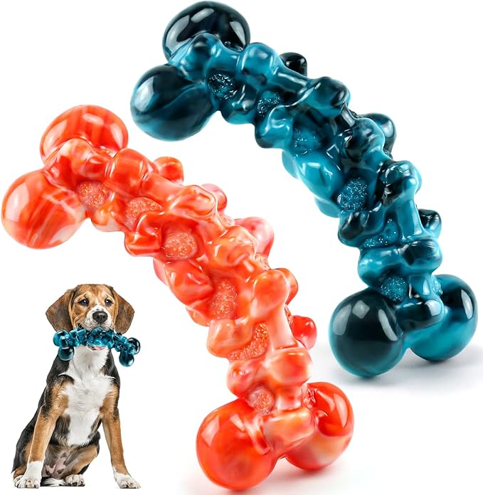WOWBALA Dog Chew Toys for Aggressive Chewers - 2 Pack Dog Toys for Large Dogs, Tough Teeth Cleaning Chew Toy to Keep Them Busy for Medium & Large Dogs